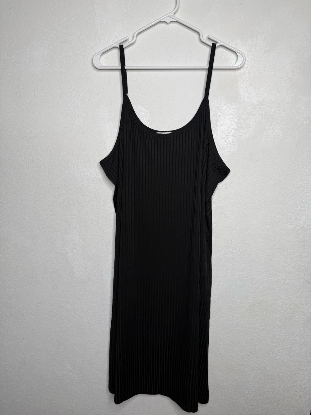 EKOUAER Black Knit Pleated Slip Dress Spaghetti Strap Scoop Neck Knee 3XL